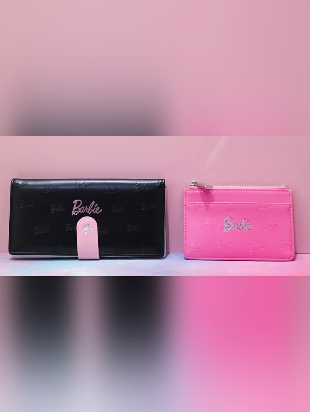 Brand New Miniso LIMITED EDITION Barbie Black Wallet and Barbie Pink Card Holder